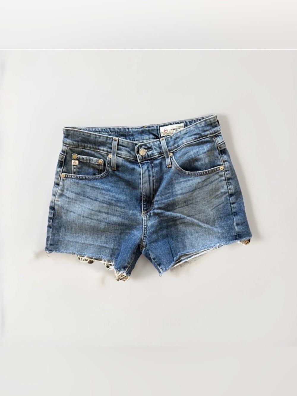 Ag Adriano Goldschmied Hailey Cut Off Frayed Raw Hem Relaxed Fit Denim Shorts 26